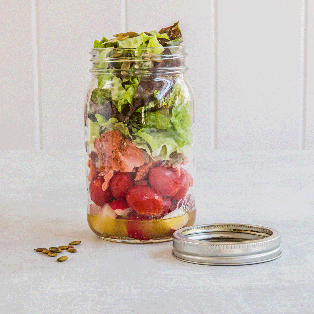 wild sockeye salmon salad in a jar