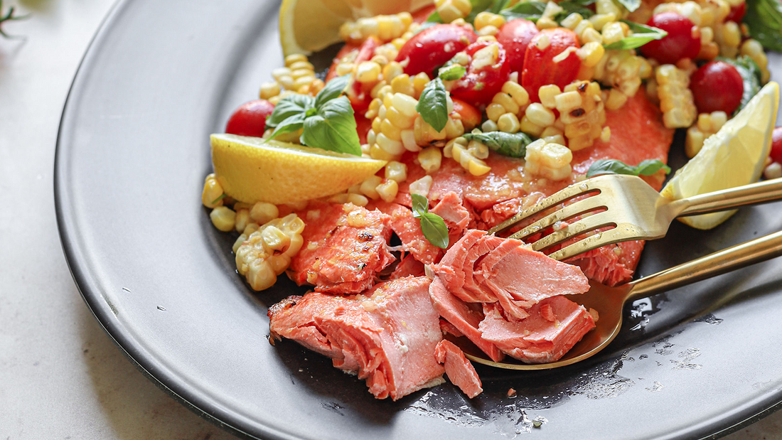Grilled Salmon with Corn and Tomato Salad