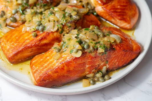 Salmon with Lemon Caper Sauce (Salmon Piccata)