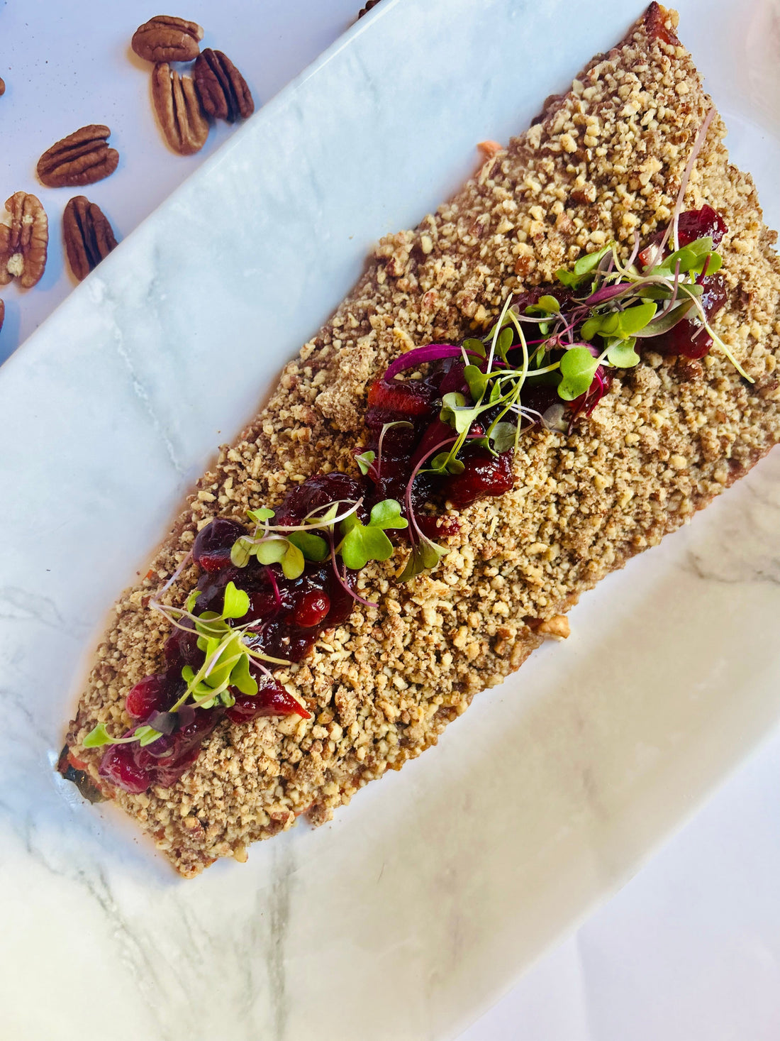 Pecan Crusted Salmon with Cranberry Chutney