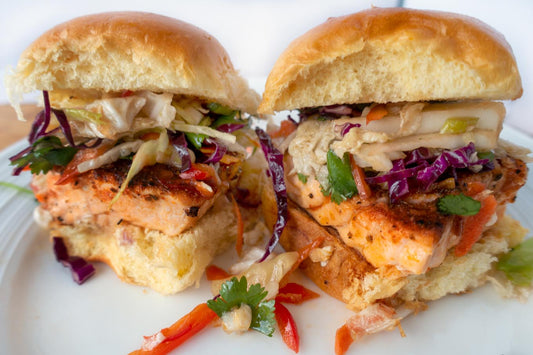 Blackened Wild Salmon Sliders With Asian Slaw
