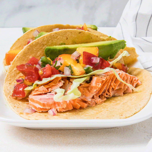 Salmon Tacos with Fresh Peach Salsa