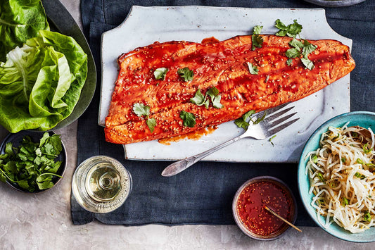 Grilled Crisp-Skinned Salmon with Gochujang Marinade