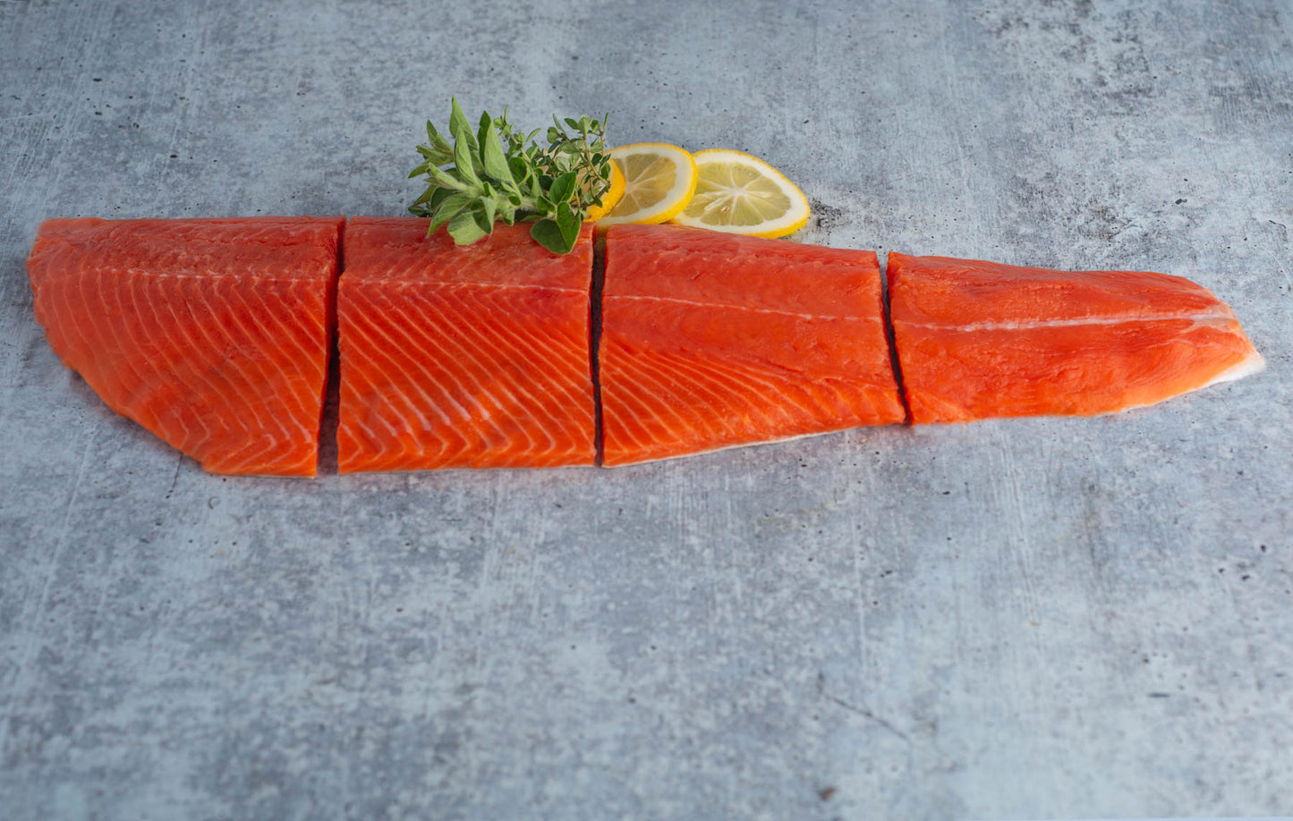 Wild Alaskan Salmon fillet, caught from Bristol Bay, Alaska.
