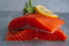 Load image into Gallery viewer, Buying Club SALMON PORTIONS 20 LB CASE  •  $15.99/lb
